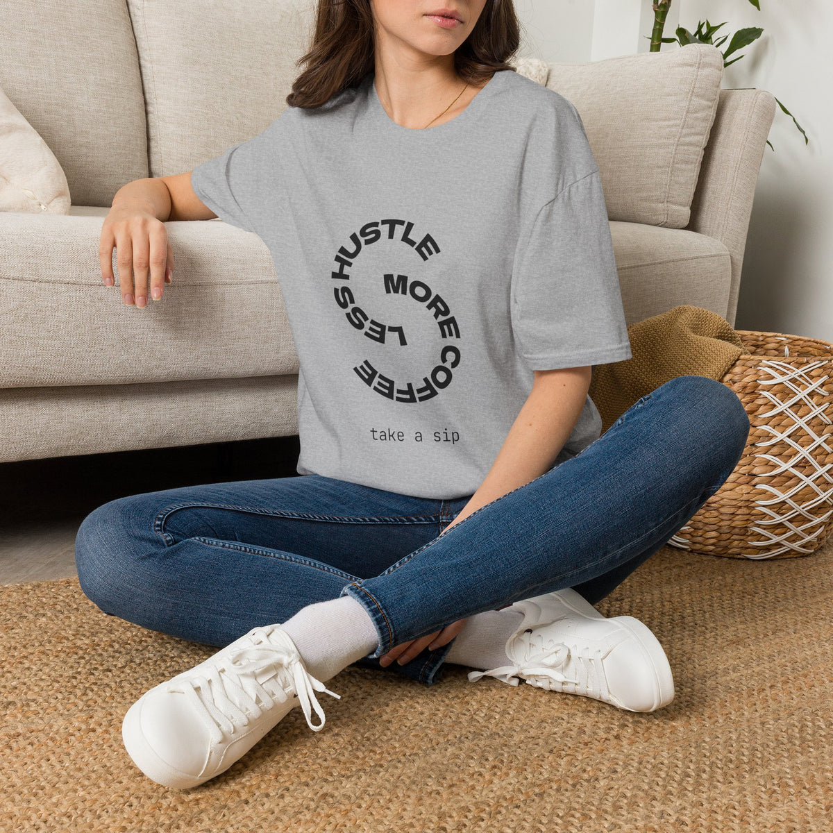 Hustle More, Stress Less Graphic T-Shirt — Motivational Circle Design