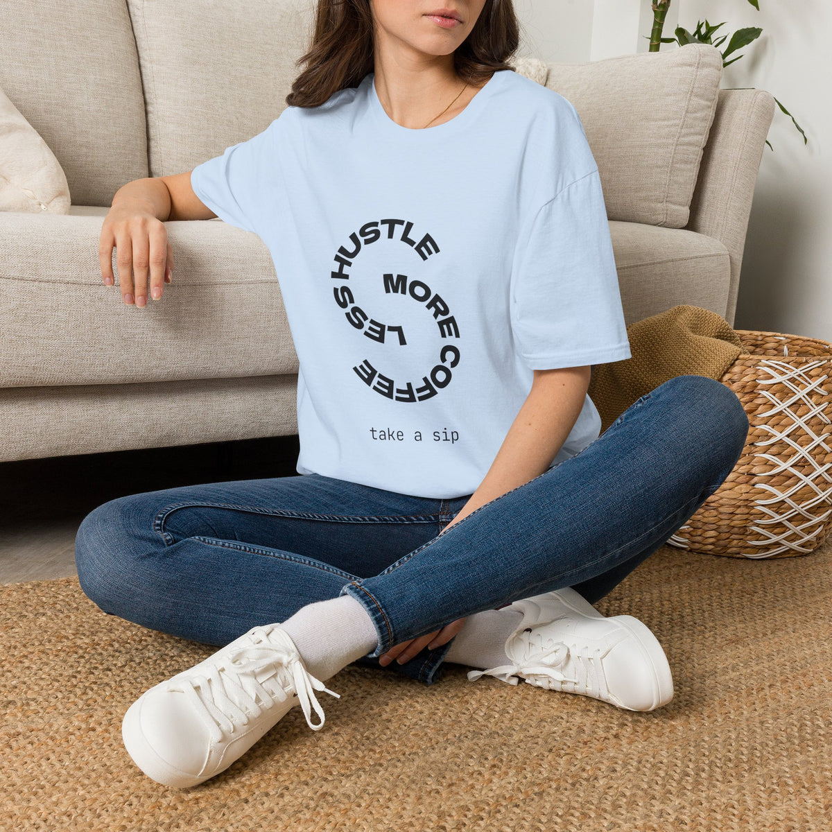 Hustle More, Stress Less Graphic T-Shirt — Motivational Circle Design