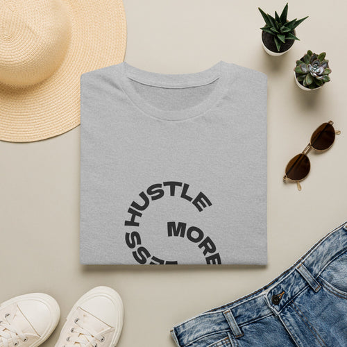 Hustle More, Stress Less Graphic T-Shirt — Motivational Circle Design